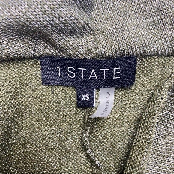 1. State Sparkle Knit Cross Front Top Army Green Heather Metallic Balletcore XS - Picture 5 of 8